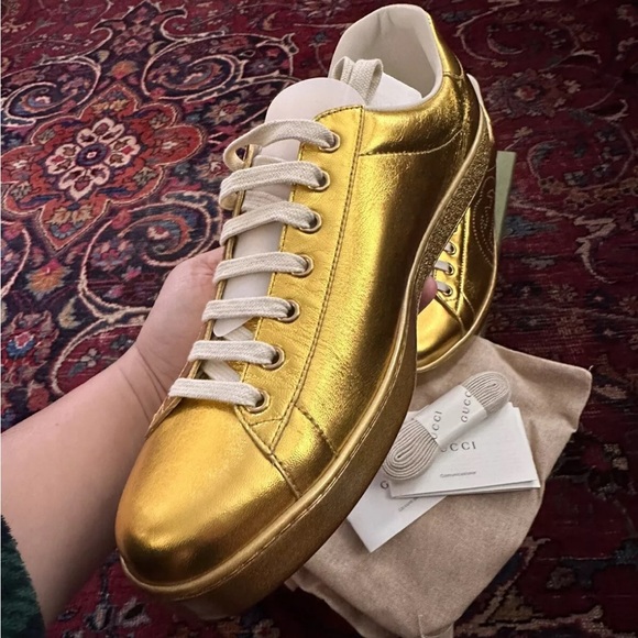 Gucci men sneakers Nappa Silk Oro Vecchio - Picture 4 of 8